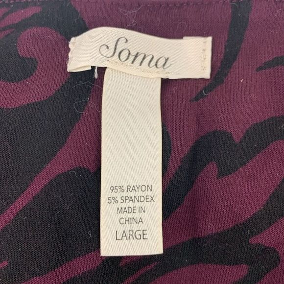 Soma Purple Black Floral Ultra Soft Stretch Twist Detail Dress [Size‎ Large] - Picture 6 of 7
